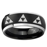 5, 8mm Multiple Zelda Triforce Dome Brushed Black 2 Tone Tungsten Rings for Men
