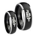 Matte Dome Air Force Two Tone Tungsten Couple Rings