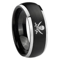 8mm Skull Pirate Dome Brushed Black 2 Tone Tungsten Ring
