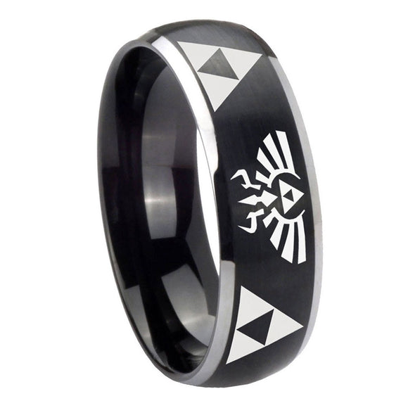 8mm-Legend-of-Zelda-Dome-Brushed-Black-2-Tone-Tungsten-Wedding-Bands-Ring
