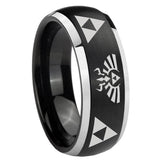 His Hers Legend of Zelda Dome Brushed Black 2 Tone Tungsten Anniversary Ring Set