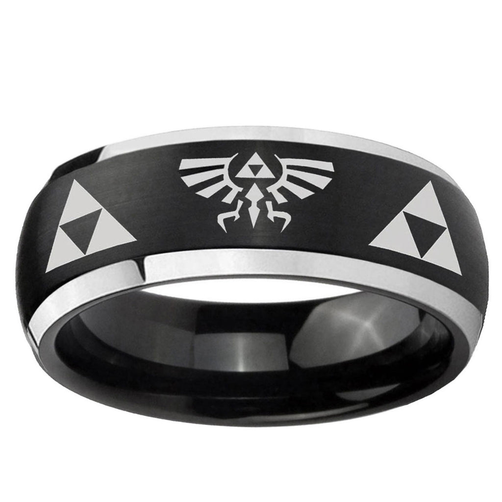 5mm Legend of Zelda Dome Brushed Black 2 Tone Tungsten Ring