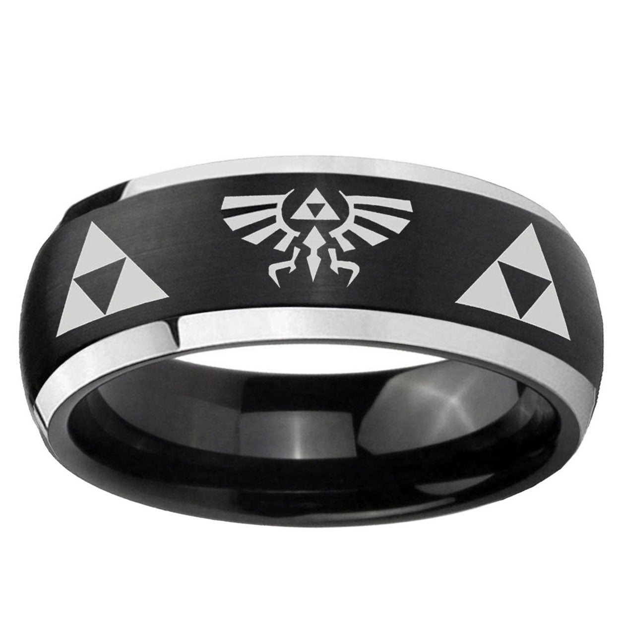 5mm Legend of Zelda Dome Brushed Black 2 Tone Tungsten Ring