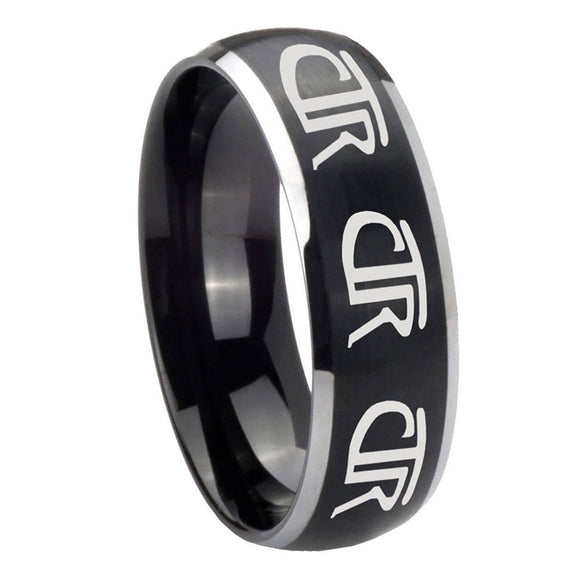 8mm-Multiple-CTR-Dome-Brushed-Black-2-Tone-Tungsten-Carbide-Custom-Mens-Ring