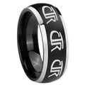 8mm Multiple CTR Dome Brushed Black 2 Tone Tungsten Ring