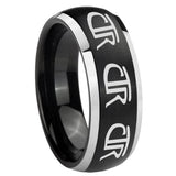 8mm Multiple CTR Dome Brushed Black 2 Tone Tungsten Carbide Custom Mens Ring