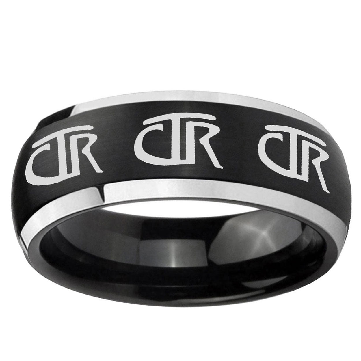 5mm Multiple CTR Dome Brushed Black 2 Tone Tungsten Ring