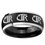5, 8mm Multiple CTR Dome Brushed Black 2 Tone Tungsten Ring