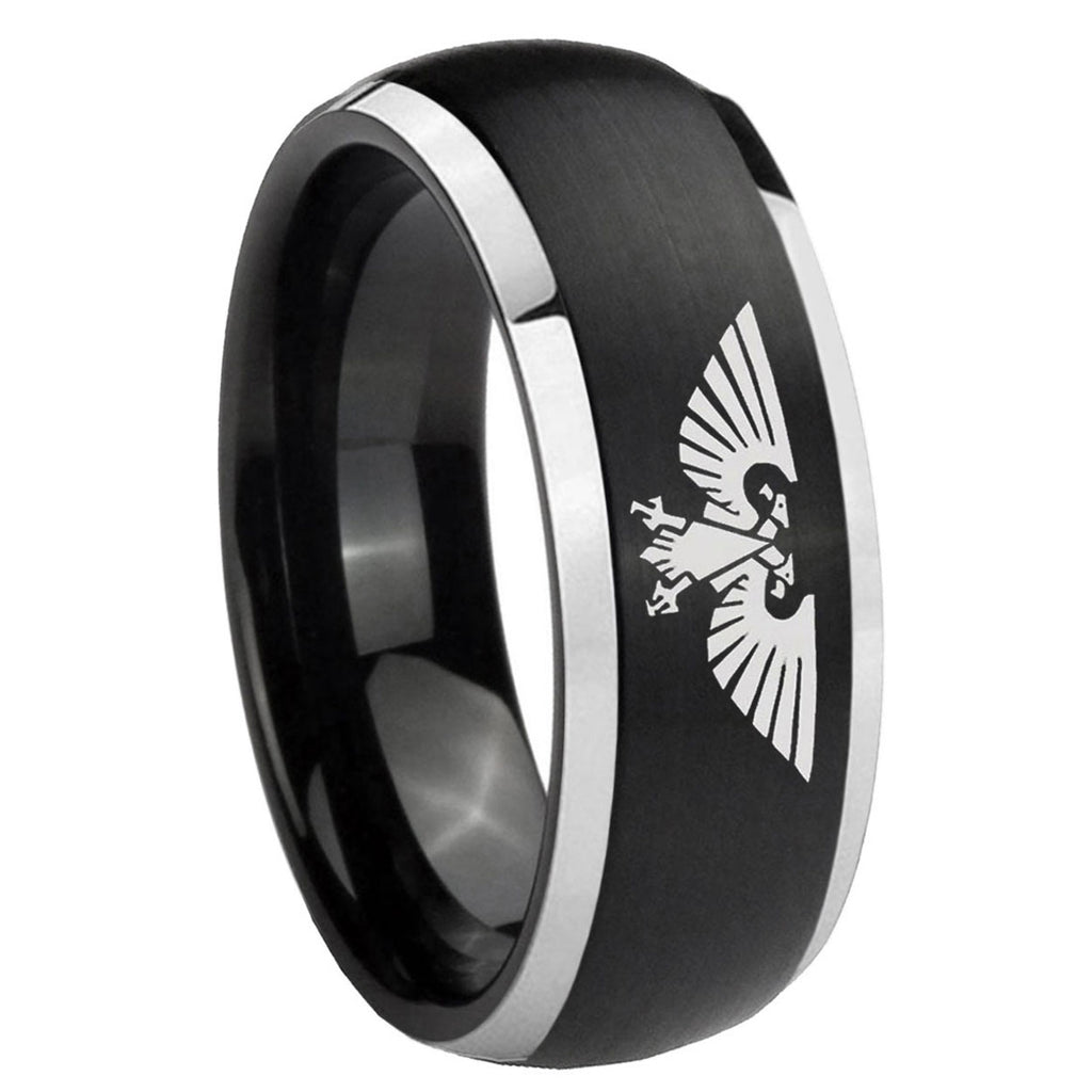 8mm Aquila Dome Brushed Black 2 Tone Tungsten Promised Ring