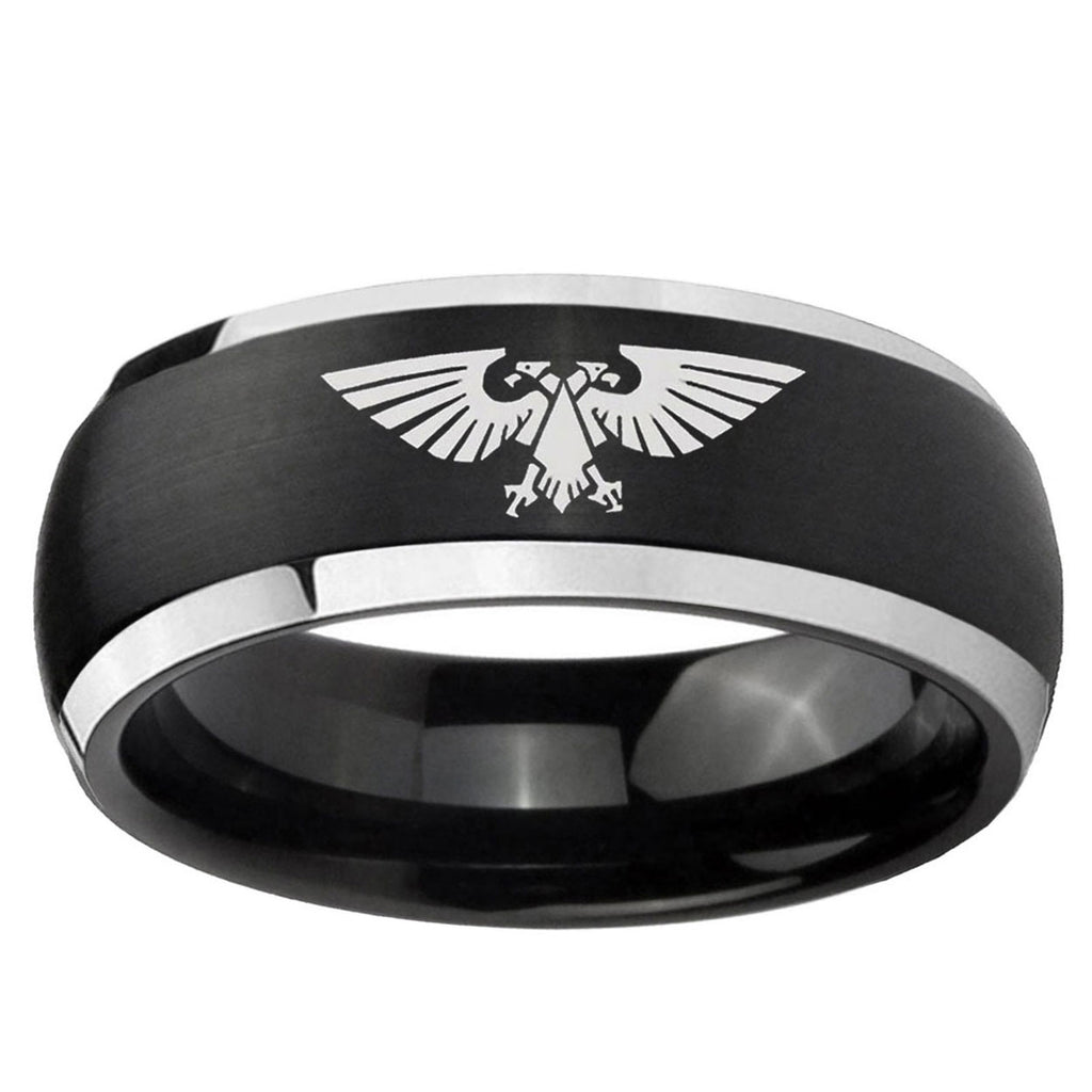5mm Aquila Dome Brushed Black 2 Tone Tungsten Promised Ring