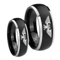 Aquila Dome Brushed Black 2 Tone Tungsten Couple Rings