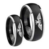 His Hers Aquila Dome Brushed Black 2 Tone Tungsten Men's Promise Rings Set