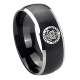 8mm-U.S.-Army-Dome-Brushed-Black-2-Tone-Tungsten-Custom-Mens-Ring