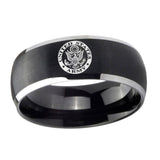8mm-U.S.-Army-Dome-Brushed-Black-2-Tone-Tungsten-Custom-Mens-Ring