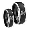 U.S. Army Dome Brushed Black 2 Tone Tungsten Promise Ring Set