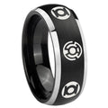 8mm Blue Green Lantern Dome Brush Black Ring Tungsten