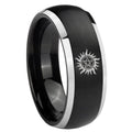 8mm Supernatural Dome Brush Black Mens Wedding Ring Tungsten