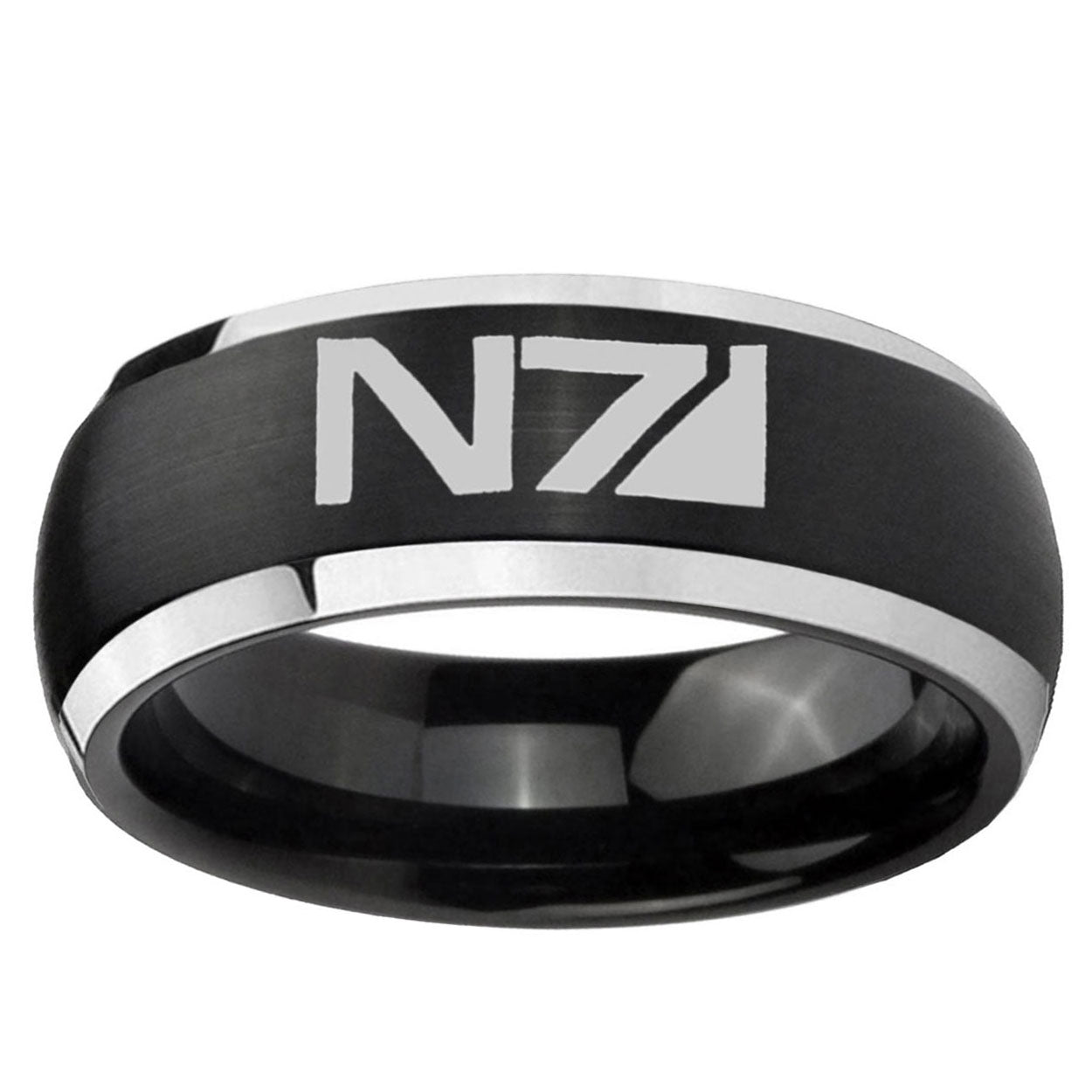 5mm N7 Design Dome Brushed Black 2 Tone Tungsten Custom Ring