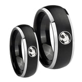 His Hers Thundercat Dome Brushed Black 2 Tone Tungsten Men's Ring Set