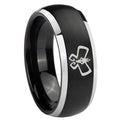 8mm Monarch Dome Brushed Black 2 Tone Tungsten Ring