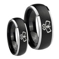 Monarch Dome Brushed Black 2 Tone Tungsten Wedding Ring Sets
