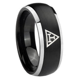 8mm Masonic Triple Dome Brushed Black 2 Tone Tungsten Men's Engagement Ring