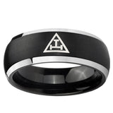 5, 8mm Masonic Triple Dome Brushed Black 2 Tone Tungsten Ring