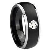 8mm Offspring Dome Brushed Black 2 Tone Tungsten Carbide Custom Ring for Men