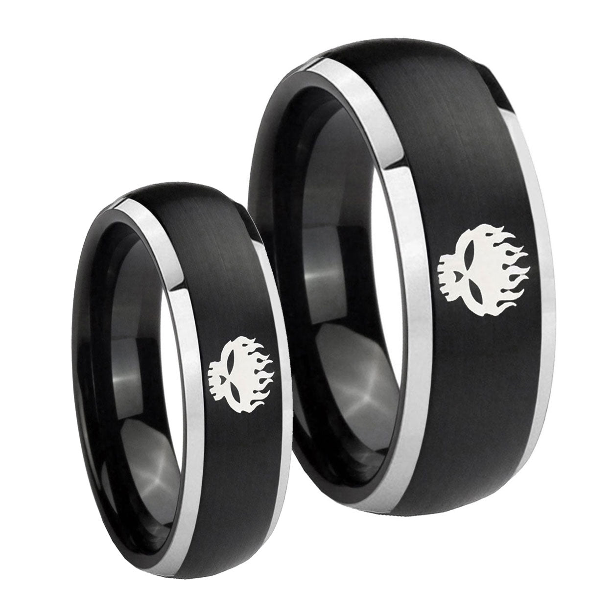 OffspRing Dome Brushed Black 2 Tone Tungsten Couple Band Set