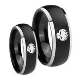 His Hers Offspring Dome Brushed Black 2 Tone Tungsten Mens Anniversary Ring Set