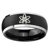 5, 8mm American Atheist Dome Brushed Black 2 Tone Tungsten Carbide Mens Ring