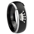 8mm Crown Dome Brushed Black 2 Tone Tungsten Ring