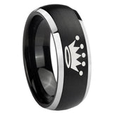 His and Hers Crown Dome Brushed Black 2 Tone Tungsten Mens Wedding Ring Set