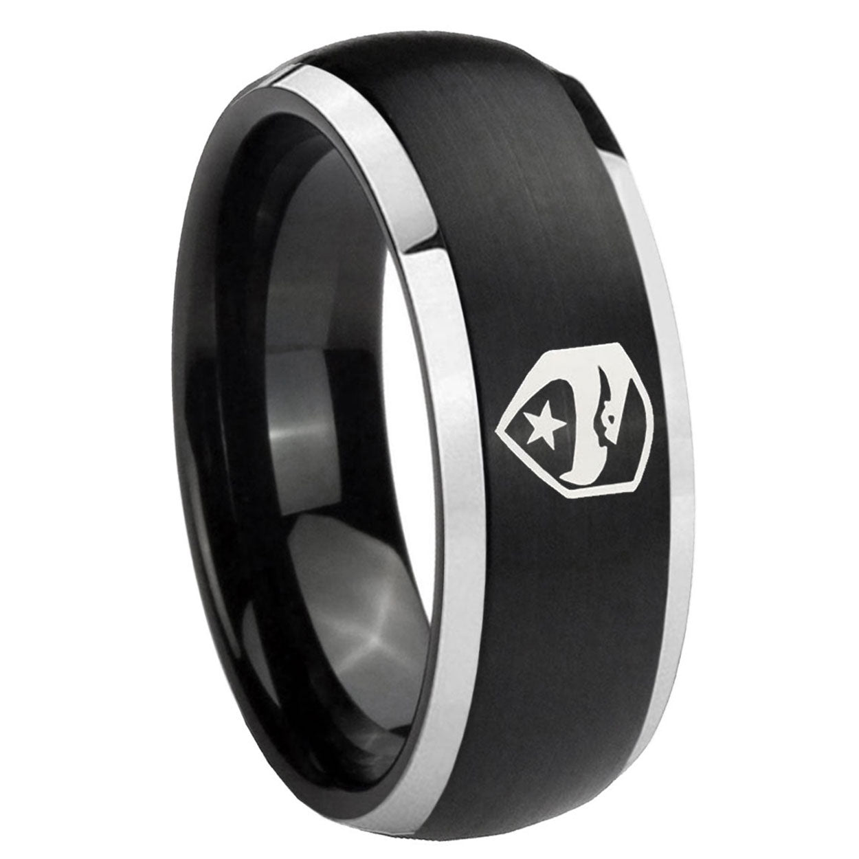 8mm GI Joe Eagle Dome Brushed Black 2 Tone Tungsten Ring