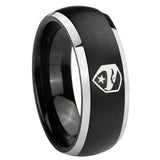 8mm GI Joe Eagle Dome Brushed Black 2 Tone Tungsten Carbide Wedding Bands Ring