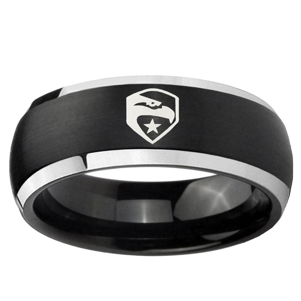 5mm GI Joe Eagle Dome Brushed Black 2 Tone Tungsten Ring