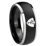 His Hers Greek CTR Dome Brushed Black 2 Tone Tungsten Mens Bands Ring Set