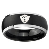 5, 8mm Greek CTR Dome Brushed Black 2 Tone Tungsten Ring