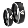 Greek CTR Dome Brushed Black 2 Tone Tungsten Couple Rings