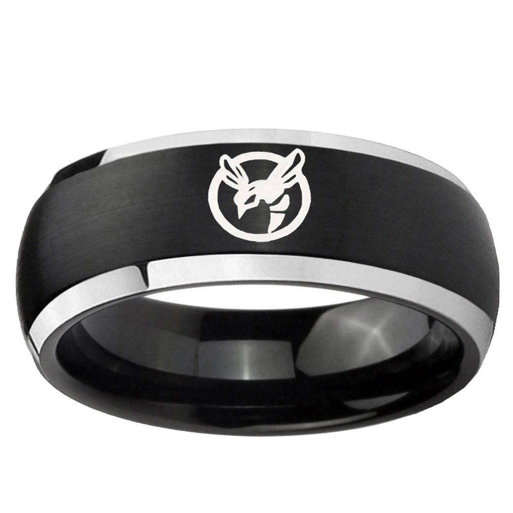 5mm Honey Bee Dome Brushed Black 2 Tone Tungsten Ring