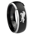 8mm Horse Dome Brushed Black 2 Tone Tungsten Men Bands