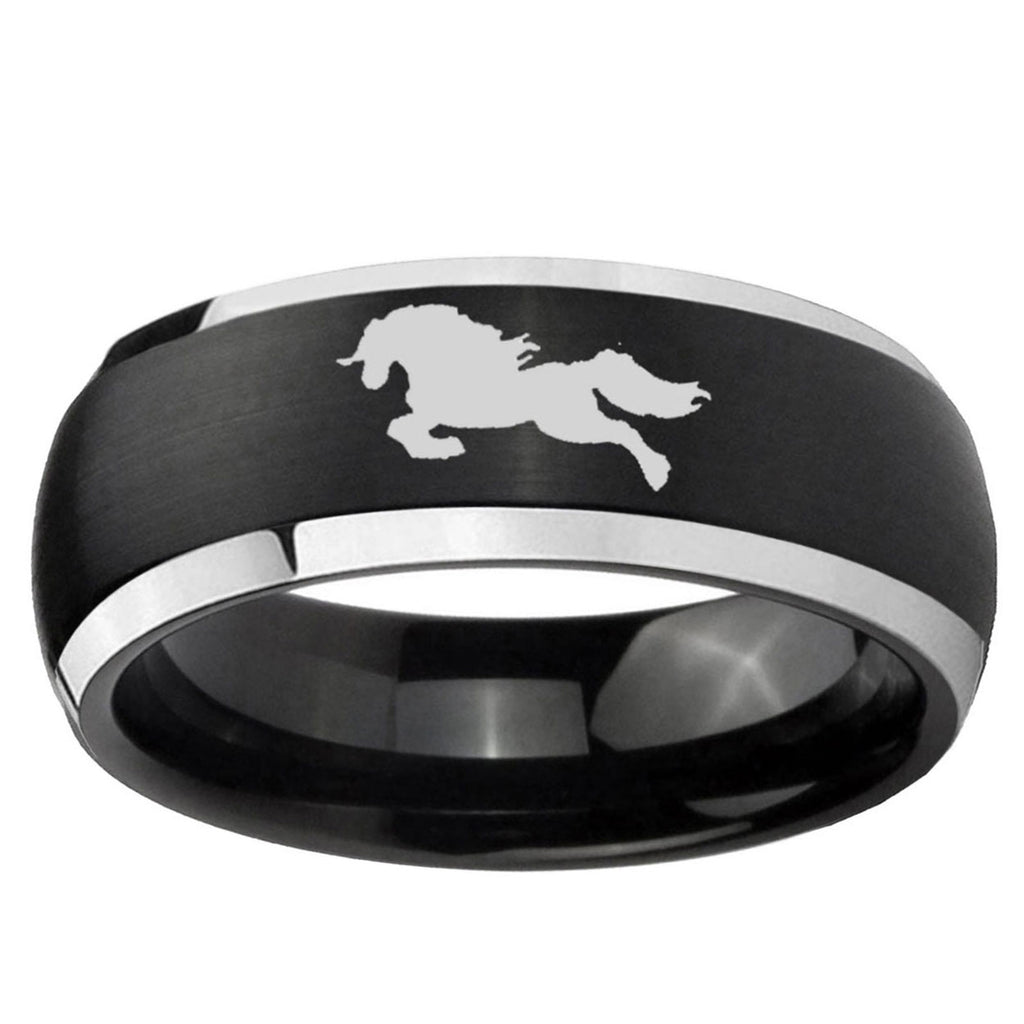 5mm Horse Dome Brushed Black 2 Tone Tungsten Men Bands