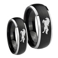 Horse Dome Brushed Black 2 Tone Tungsten His and Hers