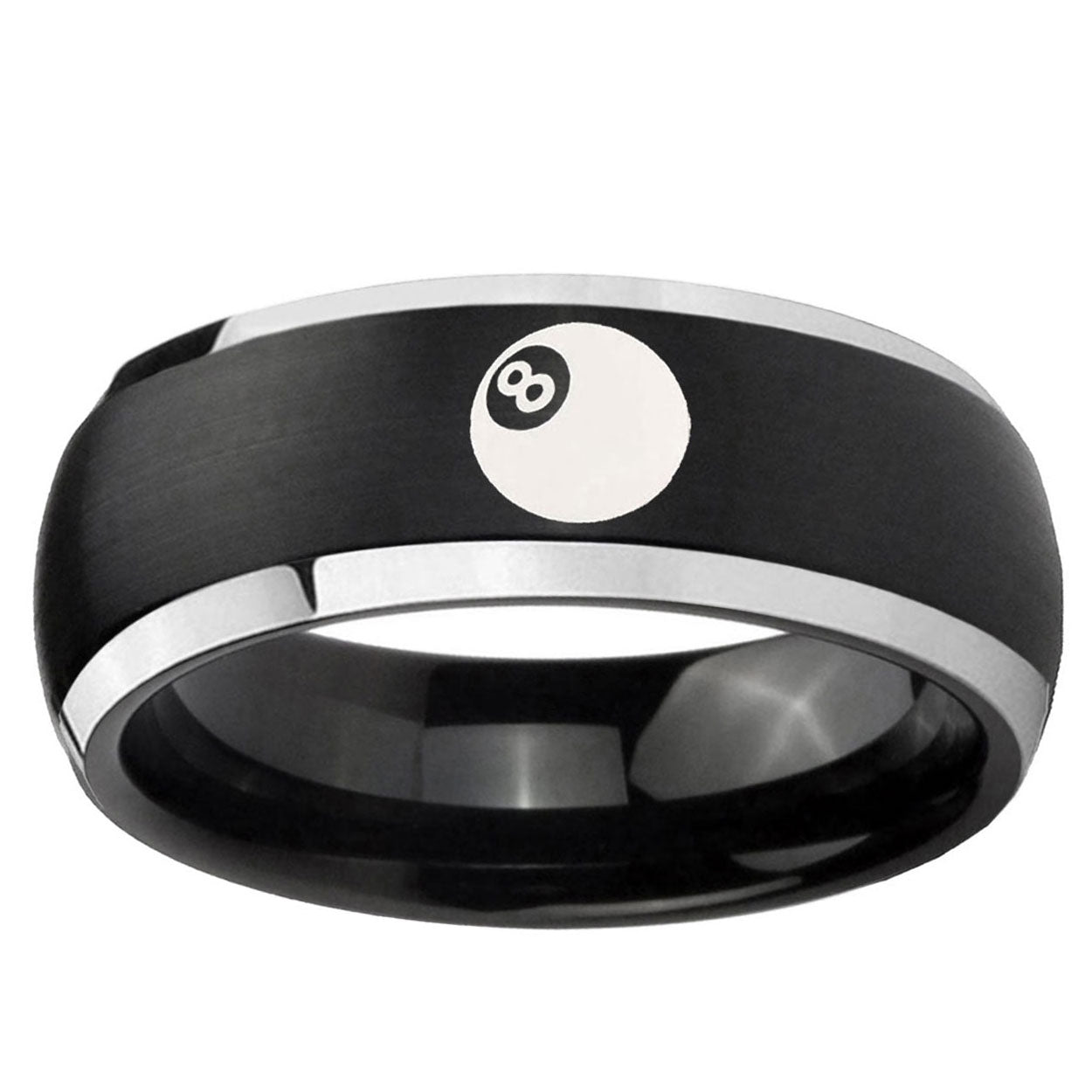 5mm 8 Ball Dome Brushed Black 2 Tone Tungsten Men Bands