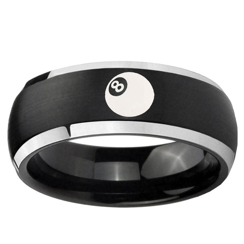 5mm 8 Ball Dome Brushed Black 2 Tone Tungsten Men Bands