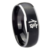 8mm-Kanji-Faith-Dome-Brushed-Black-2-Tone-Tungsten-Men's-Engagement-Band