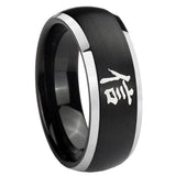 His Hers Kanji Faith Dome Brushed Black 2 Tone Tungsten Mens Promise Ring Set