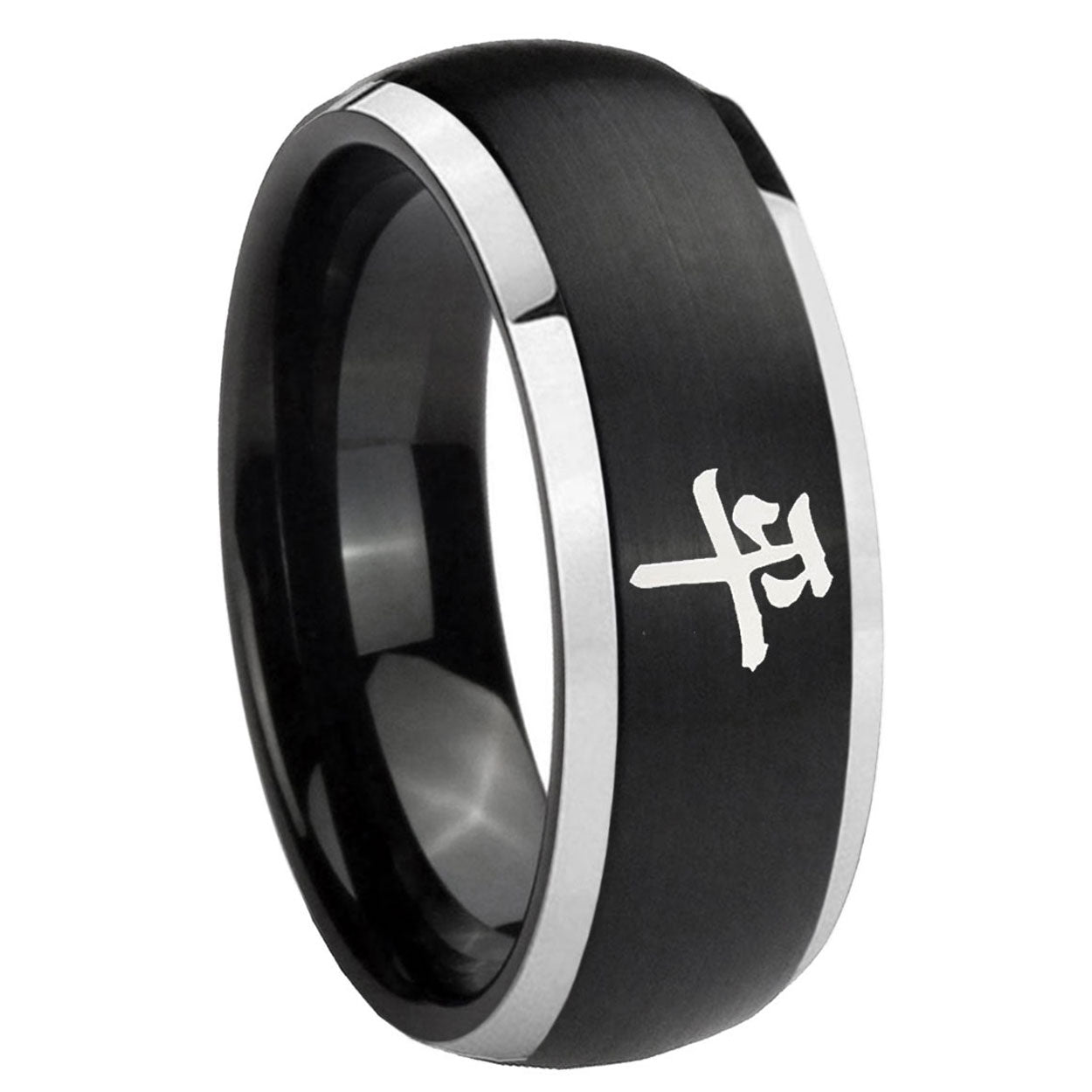 Masonic 32 Triangle Freemason Tungsten Carbide Bridal Band Set