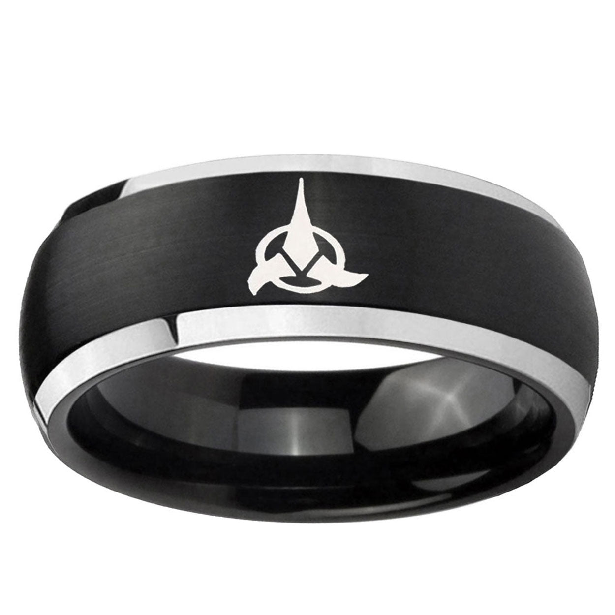 5mm Klingon Dome Brushed Black 2 Tone Tungsten Band
