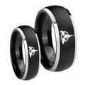 Klingon Dome Brushed Black 2 Tone Tungsten Bridal Set Ring